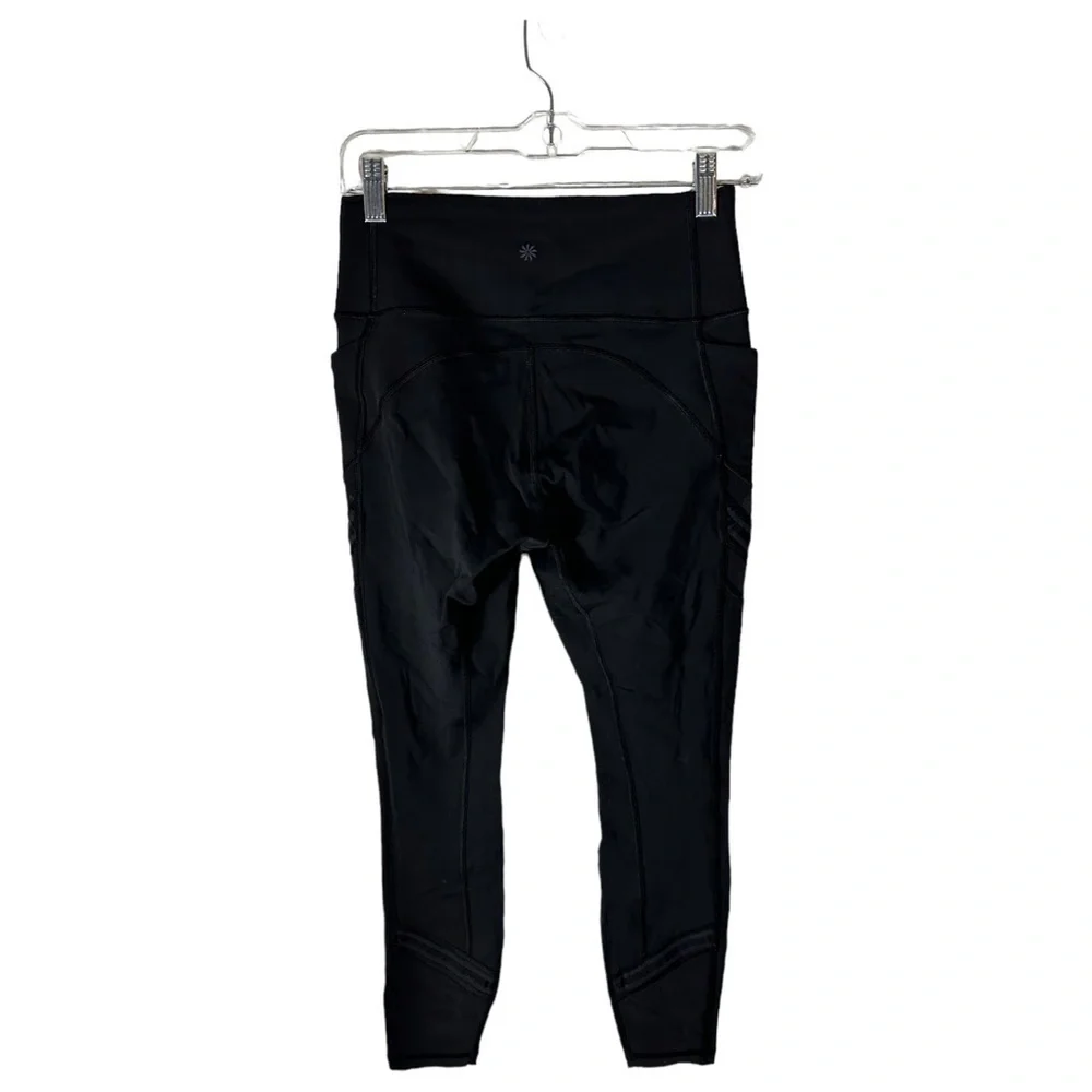 Athleta All In High Rise Mesh 7/8 Tight Leggings Black SZ S